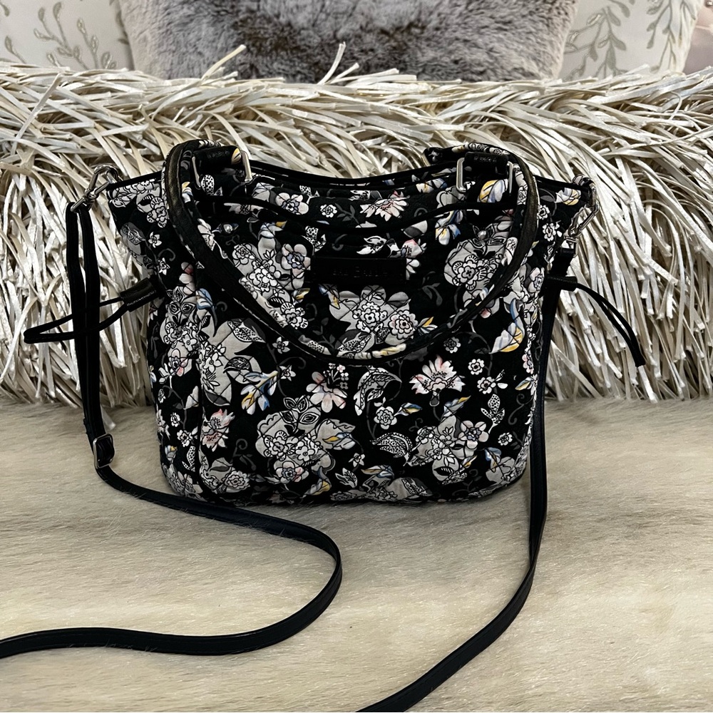 Vera Bradley Black and White Floral Satchel … MINI